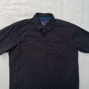 Rugby Univerity Black Button Down Shirt with Blue Accents